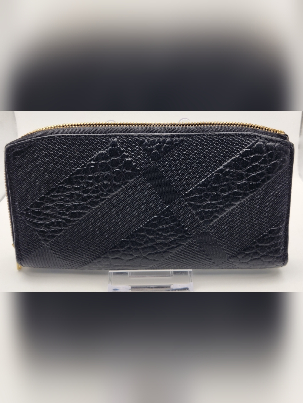 Burberry Embossed Check Leather Wallet - Picture 2 of 15